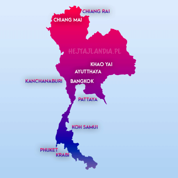 Mapa regionów Tajlandii
